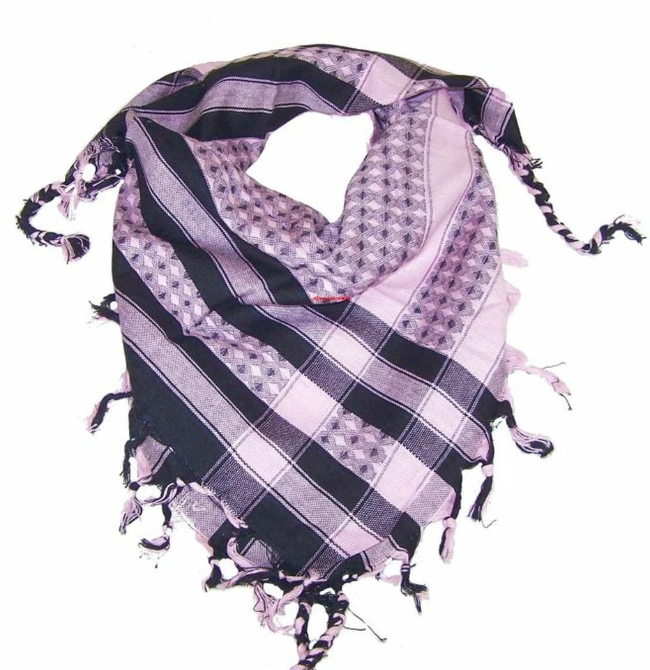 Palästinensertuch Halstuch Kufiya 100% BW Pali Tuch Schal Rosa - Schwarz Neu
