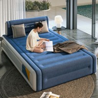 203x152x46cm Queen Size Inflatable Air Bed Mattress with Built-in Pump backrests