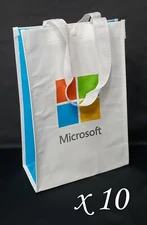10 Laminated Medium Sized Reusable Microsoft Shopping Tote Bags 12.5" x 9" x 4"