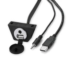 RetroSound Chrome USB/Auxiliary Extension Cable with Mount