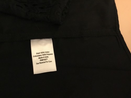 Women’s Size XL Eyelet Top Black 3/4 Sleeve BlouseNWT - Picture 8 of 11