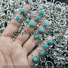 Sale Turquoise Gemstone 925 Sterling Silver Plated Wholesale Bohemian Lot Rings