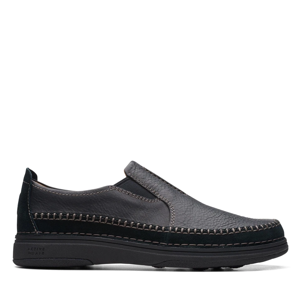 Zapatos mocasines informales sin cordones Clarks Nature 5 Walk de cuero negro para hombre