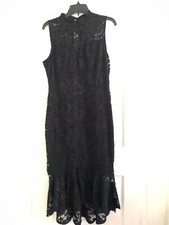 Find Me Plus Size 1XL Black Lace High Neck Lined Dress Women Stylish Formal