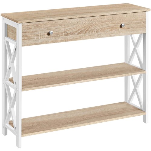 Wood Iron Console Table Drawer Shelves Living Room Sofa Tables Storage Cabinet - Picture 7 of 7