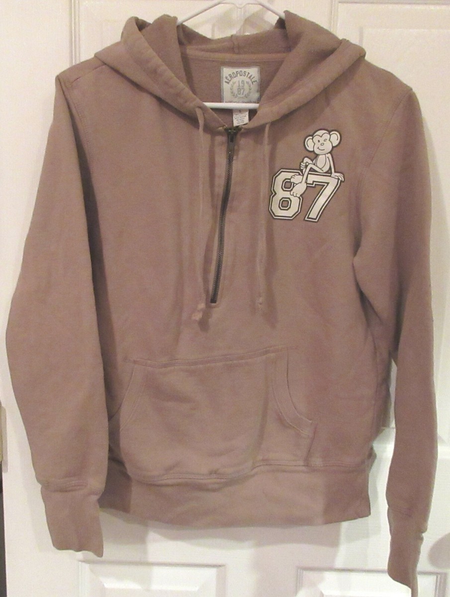 PS AEROPOSTALE Kids~BROWN HOODIE Logo JACKET~sz LARGE 12~NEW Half