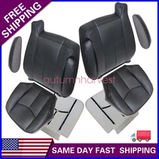 8 Driver & Passenger Seat Cover & Foam Cushion For 2003-06 Chevy Silverado Black