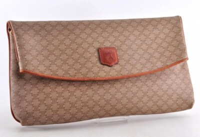 Celine Macadam Clutch Bag Purse Flap Beige All-over Pattern Ladies Fashion Goods