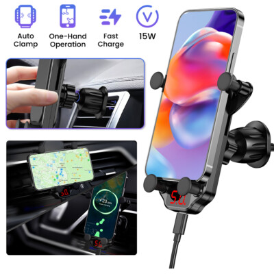 Wireless Fast Charging Car Charger Mount Holder Stand 2 in 1 For Cell Phone DHL