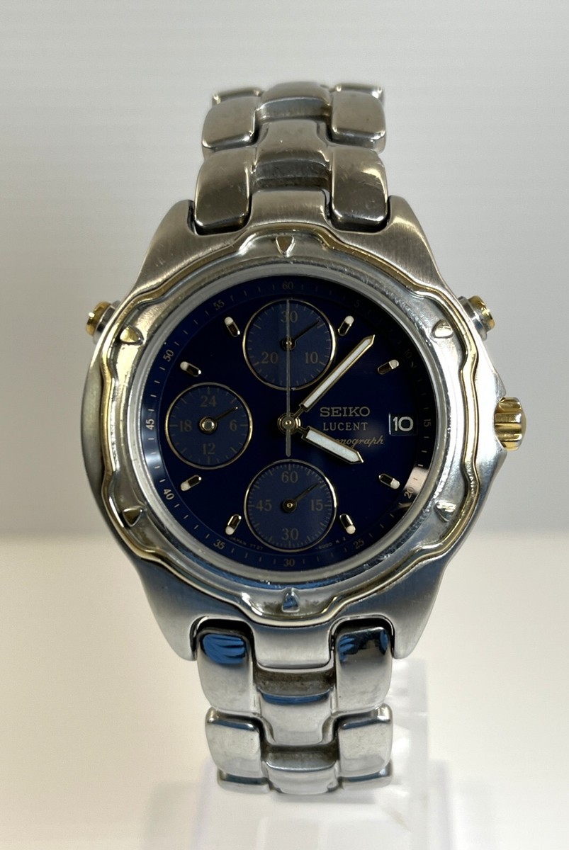 SEIKO セイコー LUCENT ルーセント 7T27-6010 クロノグラフ SEIKO LUCENT Chronograph 7T27-6000 Men's Vintage Watch Navy