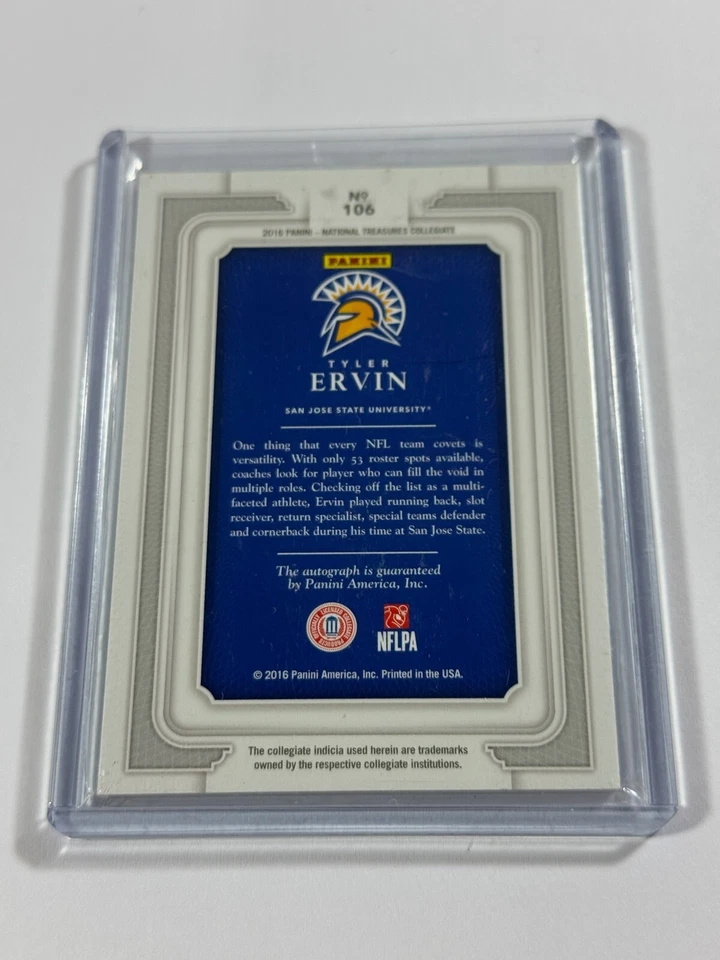 2016 Panini National Treasures Collegiate /99 Tyler Ervin #106 Rookie Auto RC - Image 2 of 2
