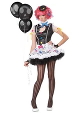 California Costumes - Sassie The Clown Dress - Black/White - 3-5 Teen Costume