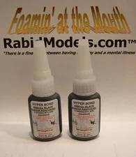 RUBBER TOUGHENED CA SUPER GLUE - 2x1 oz **THICK** BLACK Cyanoacrylate - Pin Cap