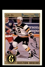 Signed Hockey Card Auto Bob Carpenter 1991-92 O-Pee-Chee Premier #148 Bruins