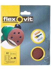 Flexovit Orbital Sanding Discs 150mm - 6 Hole - Coarse 80/50 Grit (6 pack)