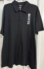 True Classic Black XL Men's Polo Shirt Short Sleeve Collared Button Solid