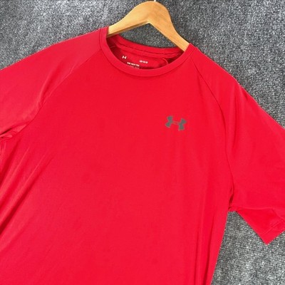 Under Armour Tech Shirt Mens L Red Short Sleeve Performance Stretch