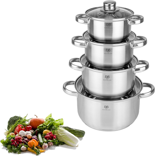 Topfset Induktion Edelstahl 4-Teilig - KochtöPfe FüR Alle Herdarten - Kochtopf S-image