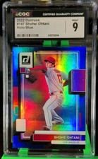 2022 Panini Donruss Shohei Ohtani #147 Holo Blue Pitching Variation CGC Mint 9
