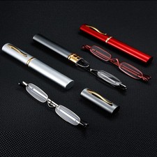 Unisex Slim Mini Reading Glasses Pocket Retro Readers with Case Portable 1.0-4.0
