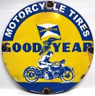 Vintage Goodyear Motorcycle Tires Porcelain Sign Pump Plate Service Station