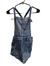 Cat Jack Girls Denim Shortalls Embellished Size Large
