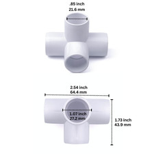 80-Pack 1/2" Schedule-40 PVC 4-Way Fittings SCH40 ASTM Furniture-Grade