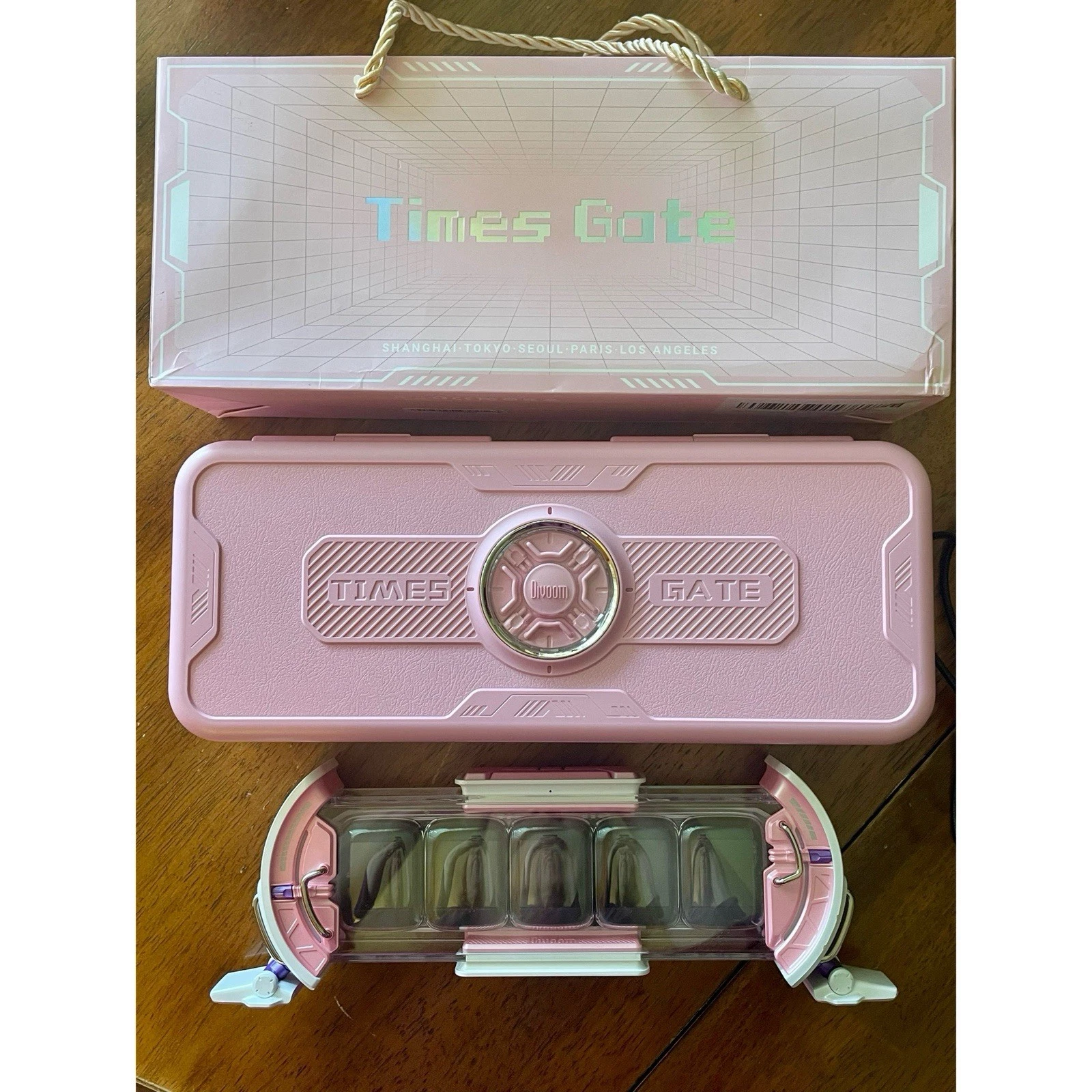 Pink Divoom Times Gate - Cute Gaming Clock, Pixel Art Display, App-Controlled