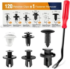 Universal Car Retainer Clip Kit: 120 Nylon Pieces with Remover Tool Included