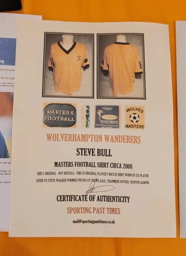 CAMISETA DE FUTBOL DE LOS LOBOS STEVE BULL MASTERS CIRCA 2008 EDICIÓN GENUINA CON CERTIFICADO DE AUTENTICIDAD - Imagen 2 de 16