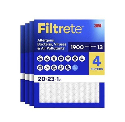 Filtrete 20x23x1 Air Filter, MERV 13 MPR 1900, Allergens, Bacteria, Viruses