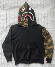 BAPE Black  woodland camo Shark Full Zip Hoodie NIGO A Bathing Ape Size S WGM