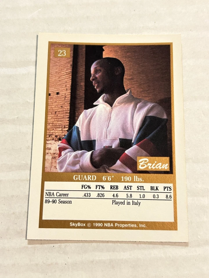 1990-91 SKYBOX NBA BRIAN SHAW #23 SIGNED IP AUTO CELTICS G3 - Image 2 of 2