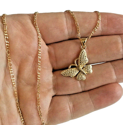 18K GOLD FILLED BUTTERFLY NECKLACE 18'' LONG/CADENA DE MARIPOSA 18'' LARGO - P39-1