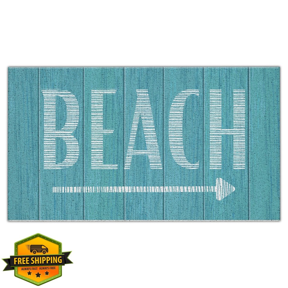 CIOJUNE Blue Coastal Beach Welcome Doormat for Front Door 17x30