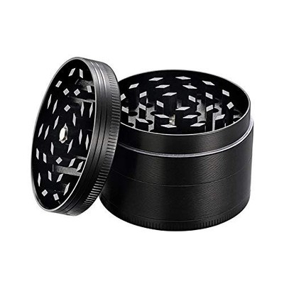Grinder 4-teilig 50mm Kräutermühle Crusher Metall mit Sieb & Schaber Tabakmühle