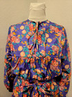VINTAGE MADE IN ENGLAND PURPLE/PINK FLORAL PURE SILK BELTED BOHO MAXI DRESS SZ M — photo 4