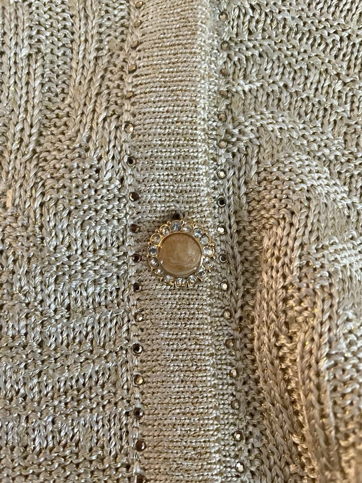 Traje tejido de noche dorado brillante gris St John By Marie, talla 2 Foto 3 de 4