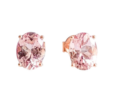 2,36 Karat Natürliche Pink Morganit Solitär Ohrstecker in 14k Rotgold