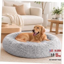 Large Dog Bed for Indoor, Calming Donut Bed for Dogs Donut30.7x30.7x6.3in Grey