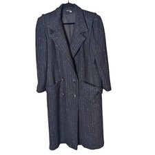 Vintage Longline Wool Blend Coat Charcoal Tweed Made in USA Gilmore Girls 90s