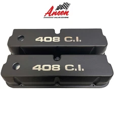 Ford Windsor 408 C.I. Black Tall Valve Covers - Die-Cast Aluminum - Ansen USA