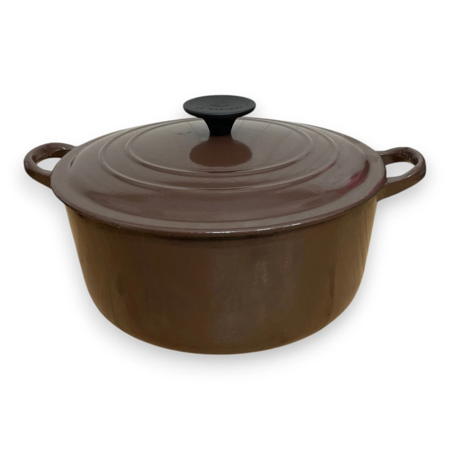 Vintage Le Creuset France E 4.5 Qt Chocolate Brown Enameled Dutch Oven Pot