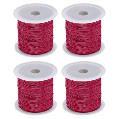 4 Rolls Nylon String Cord 45 Yards 0.4mm Beading Satin String, Date Red
