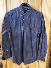 Chaps Button Up Navy Yellow Plaid Top Youth Size 14-16 Long Sleeve Dress Shift