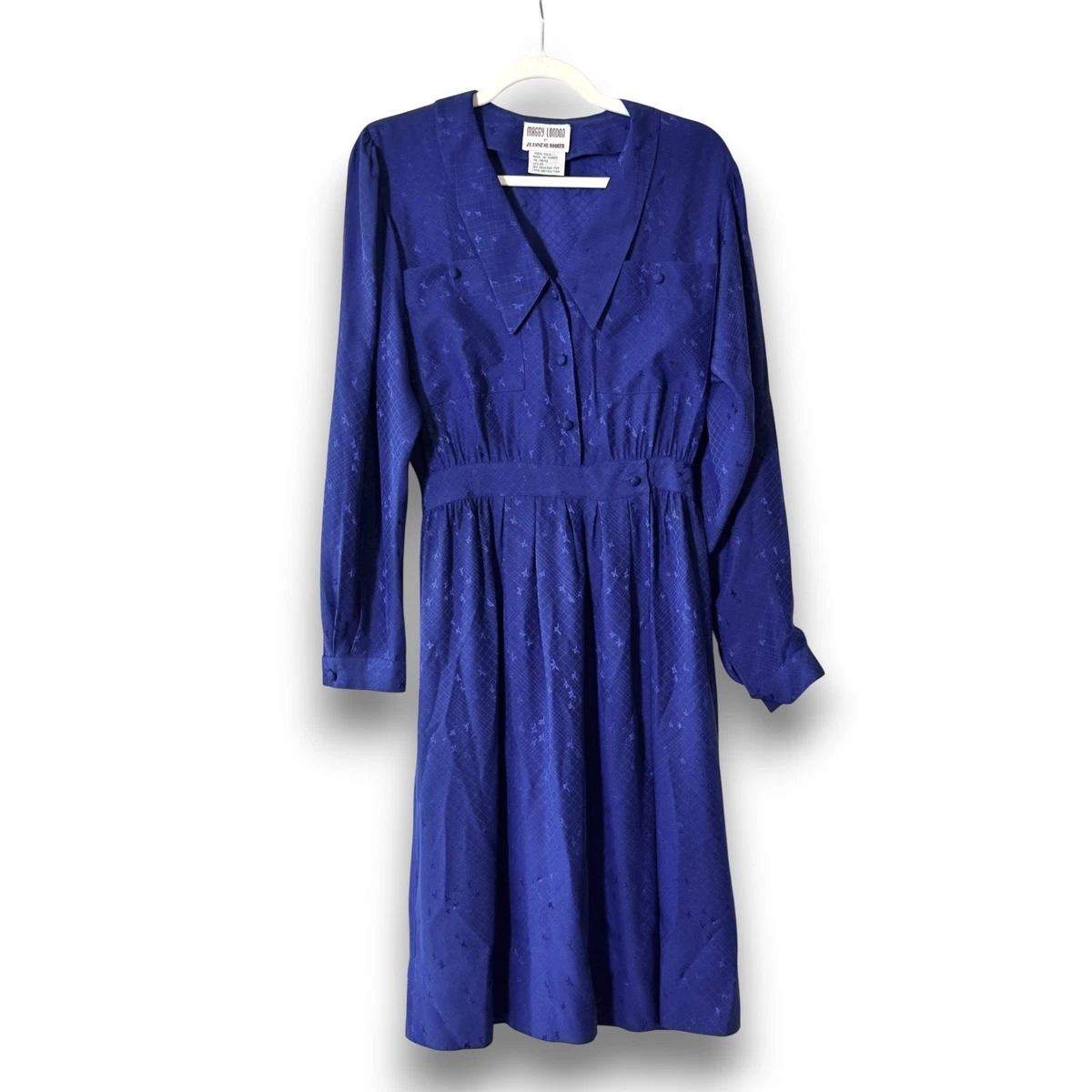 Blue 100% Silk Vintage Dresses for Women for sale
