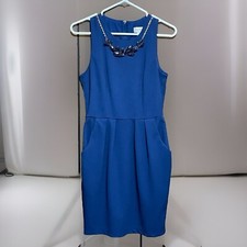 Bisou Bisou Sleeveless Fit And Flare Pleated Work Dress Size 4 Blue