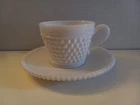 Vintage MCM Westmoreland Hobnail Milkglass Tea Cup And Saucer