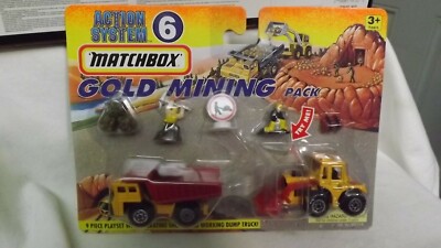 1996 Matchbox Action System Gold Mining Pack Dump Truck & Wheels Loader 9 Pieces