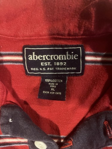 Abercrombie Polo Shirt Men's XL- Red/Black/White Stripe - Picture 3 of 7
